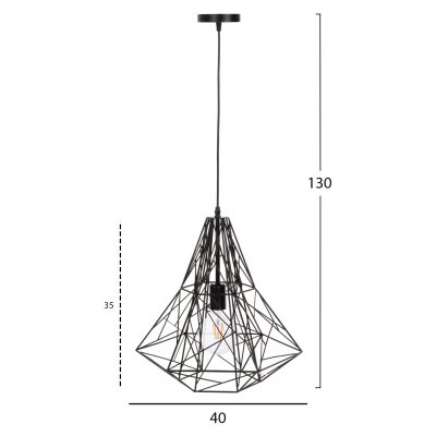CEILING PENDANT LAMP HM4068 BLACK METAL CAP 40x35x130Hcm.