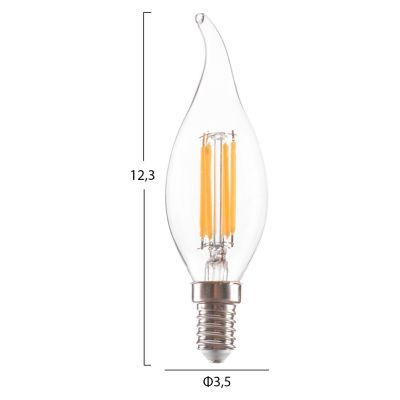 ЕЛЕКТРОННА КРУШКА HM4047.01 СТИЛ НА ПЛАМЪК LED С ЖИШКА 6W E14 3000K CLEAR С ДИМУМ