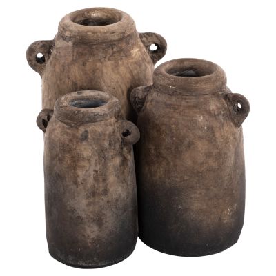 DECOR VASES 3PCS HM7712 BEIGE TERRACOTTA