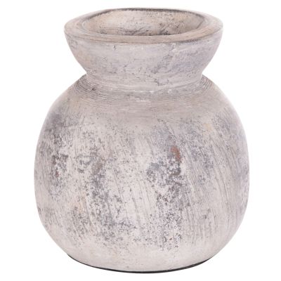 DECORATIVE TABLE VASE VERMO HM4396 TERRACOTTA IN LIGHT GREY Φ18x19Hcm.