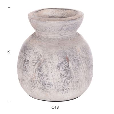 DECORATIVE TABLE VASE VERMO HM4396 TERRACOTTA IN LIGHT GREY Φ18x19Hcm.