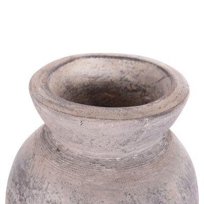 DECORATIVE TABLE VASE VERMO HM4396 TERRACOTTA IN LIGHT GREY Φ18x19Hcm.