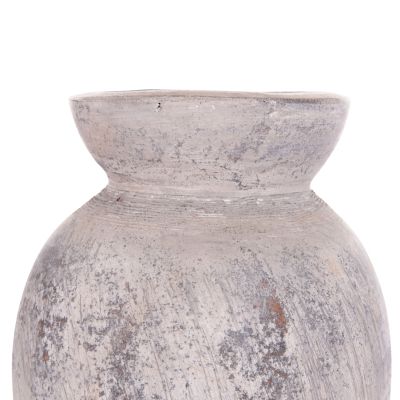 DECORATIVE TABLE VASE VERMO HM4396 TERRACOTTA IN LIGHT GREY Φ18x19Hcm.