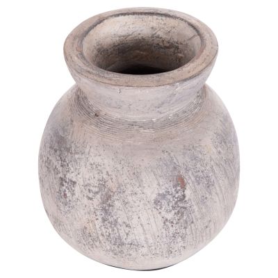 DECORATIVE TABLE VASE VERMO HM4396 TERRACOTTA IN LIGHT GREY Φ18x19Hcm.