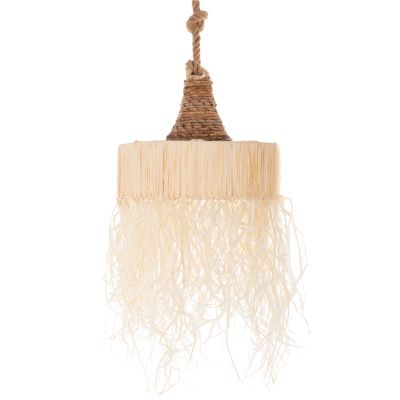CEILING PENDANT LUMINAIRE SET HM11921 ROPE AND DRIED PALM LEAF FIBERS Φ41Χ155H cm.