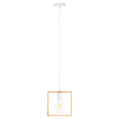 CEILING PENDANT LAMP HM4071 WOODEN SQUARE CAP-WHITE CABLE 20Χ125H