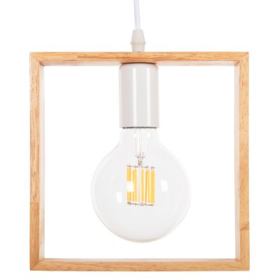 CEILING PENDANT LAMP HM4071 WOODEN SQUARE CAP-WHITE CABLE 20Χ125H