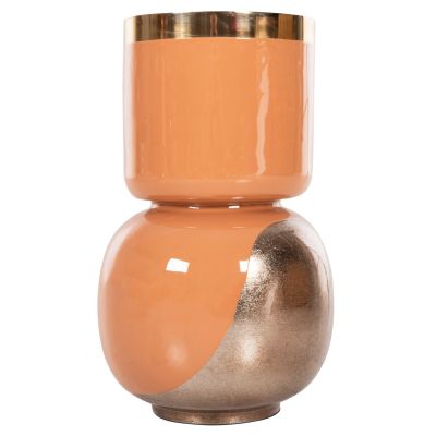 TABLE VASE LINGON HM4233.02 METAL IN SALMON-BRUSHED SILVER Φ21x37,5Hcm.