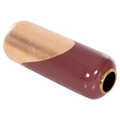 DECORATIVE FLOOR VASE RAKSASA HM4232.06 METAL IN CHERRY RED-GOLD PEARL Φ24x69Hcm.