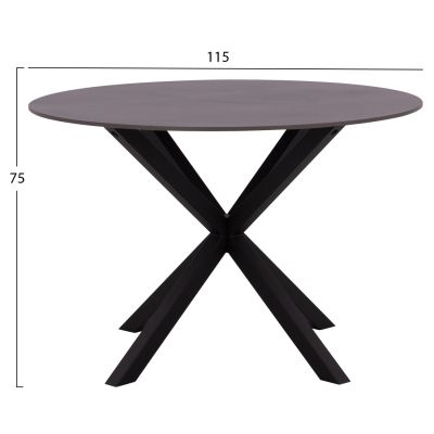 DINING TABLE ROUND SYNTEC HM9309.01 SINTERED STONE BLACK METAL LEGS Φ115x75H