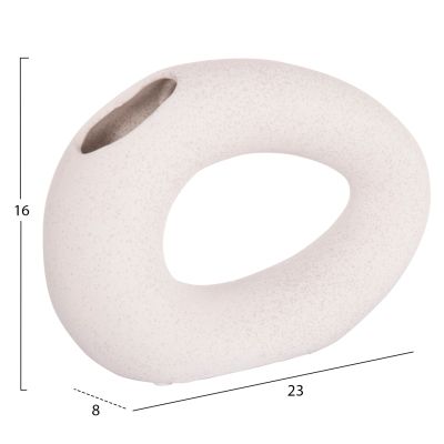 CERAMIC TABLE DECOR ELLIPTO HM4645.01 OFF WHITE WITH CRYSTALLIZATION 23x8x15.5Hcm.