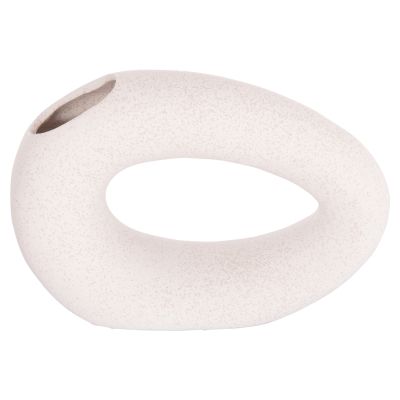 CERAMIC TABLE DECOR ELLIPTO HM4645.01 OFF WHITE WITH CRYSTALLIZATION 23x8x15.5Hcm.