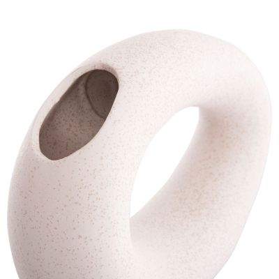 CERAMIC TABLE DECOR ELLIPTO HM4645.01 OFF WHITE WITH CRYSTALLIZATION 23x8x15.5Hcm.