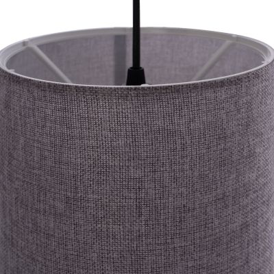 PENDANT CEILING LAMP HM7623.03 GREY FABRIC DRUM SHADE D19x70 εκ.