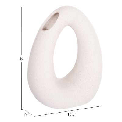 CERAMIC TABLE DECOR ELLIPTO HM4644.01 OFF WHITE WITH CRYSTALLIZATION 16,5x9x20,3Hcm.