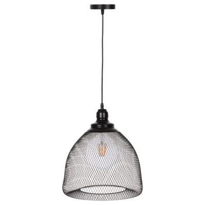 CEILING PENDANT LAMP HM4100 BLACK METAL MESH BEL-SHAPED CAP Φ32x137Hcm.