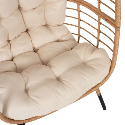 ARMCHAIR NEST-TYPE RATTAN HM5869.01 METAL LEGS BLACK 77x72x148 cm.