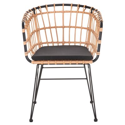 ARMCHAIR OUTDOOR ALLEGRA HM5456.11 METAL&CUSHION BLACK-WICKER BEIGE 58x61x81Hcm.