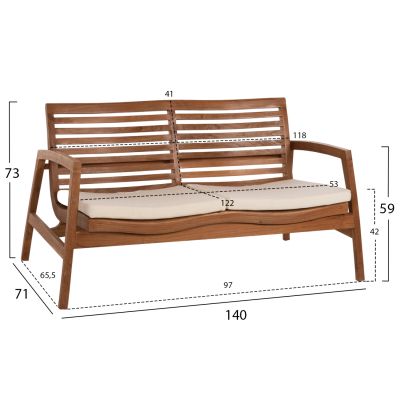 OUTDOOR LOUNGE SET 4PCS DOVER HM9624 RECYCLED TEAK WOOD-CUSHIONS IN MOCHA COLOR