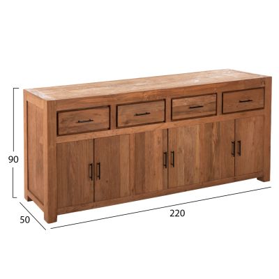 БЮФЕТ GRAYSON HM9802 РЕЦИКЛИРАНО ТИКОВО ДЪРВО НАТУРАЛНО 220x50x90Hcm.