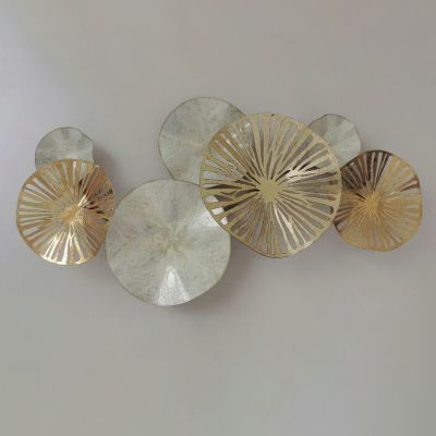 METALLIC WALL DECORATION HM7177 GOLD WHITE 74x10x38Η cm.