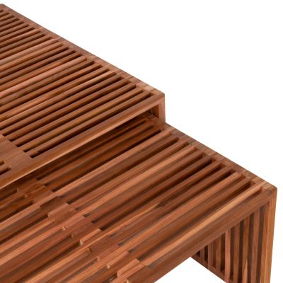 COFFEE TABLE SET OF 2 NYA HM9546 TEAK WOOD IN NATURAL COLOR  86x79x46Hcm.