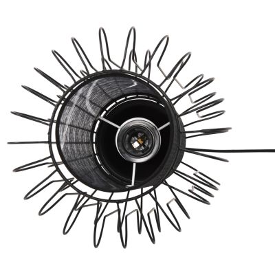 CEILING PENDANT LAMP HM4087 BLACK METAL-WHITE FABRIC Φ24x130Hcm.