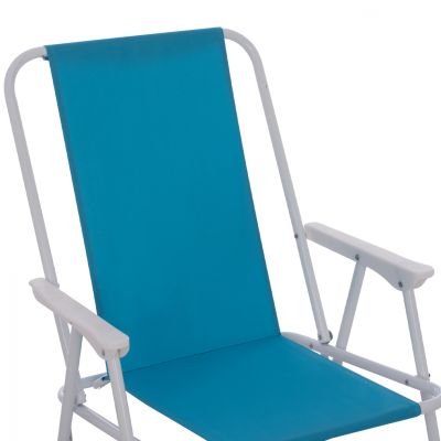 Beach chair with high back Foldable light blue HM5148 Metallic