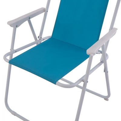 Beach chair with high back Foldable light blue HM5148 Metallic