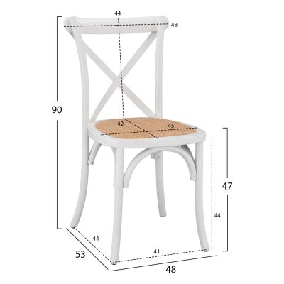 Wooden chair Owen Stackable from beech wood in white color with crossed back HM8575.14 48x53x90 cm