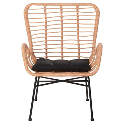 OUTDOOR ARMCHAIR BERGERE STYLE ALLEGRA HM5704.11 P.E.RATTAN BEIGE-BLACK METAL FRAME 66x59x90Hcm.