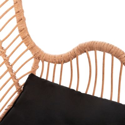 OUTDOOR ARMCHAIR BERGERE STYLE ALLEGRA HM5704.11 P.E.RATTAN BEIGE-BLACK METAL FRAME 66x59x90Hcm.