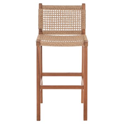 BAR STOOL WITH BACKREST OUTDOORS TEAK WOOD AND ROPE HM9381.01 40X53X89Hcm.
