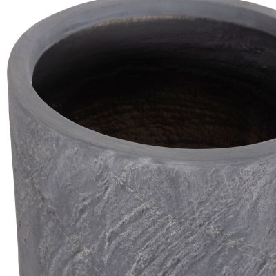 GARDEN PLANTERS CYLINDRICAL SET 3PCS SERIES GARDENER HM4720 FIBERCLAY IN CEMENT COLOR Φ44x78.5Hcm.