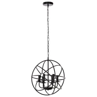 CEILING PENDANT LAMP HM4127 BLACK METAL SPHERE 6-LIGHT Φ42x108Hcm.