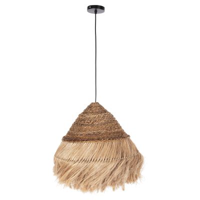 CEILING PENDANT RAKIB HM7762 ROUND PYRAMID CAP--ABACA FIBERS IN NATURAL COLOR Φ50x35-120Hcm.
