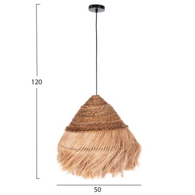 CEILING PENDANT RAKIB HM7762 ROUND PYRAMID CAP--ABACA FIBERS IN NATURAL COLOR Φ50x35-120Hcm.