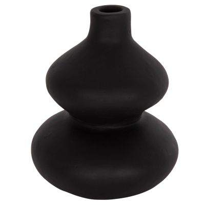 TABLE DECORATIVE VASE CHELIN HM4670S TERRACOTA IN BLACK--Φ20x25Hcm.