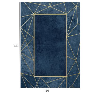 HM7675.28 160X230cm, JOSIANE, blue-gold carpet, fringes