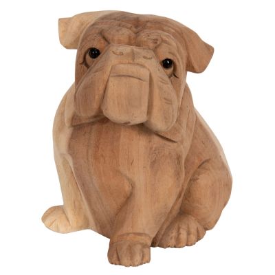 FLOOR DECORATION HM7925 DOZER BULLDOG SUAR WOOD IN NATURAL COLOR 18x14x20Hcm.