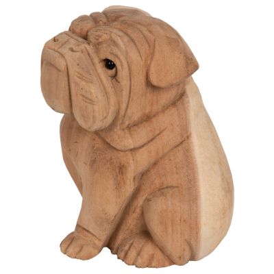 FLOOR DECORATION HM7925 DOZER BULLDOG SUAR WOOD IN NATURAL COLOR 18x14x20Hcm.