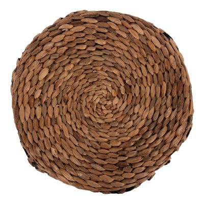 STOOL TEOFILO HM7869 IN NATURAL AND BLACK-HYDROHYACINTH MAT Φ43x38Hcm.