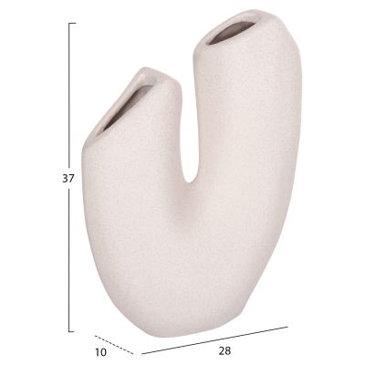 CERAMIC TABLE DECOR ARKEN HM4618.01 OFF WHITE WITH CRYSTALLIZATION 28x10x37Hcm.