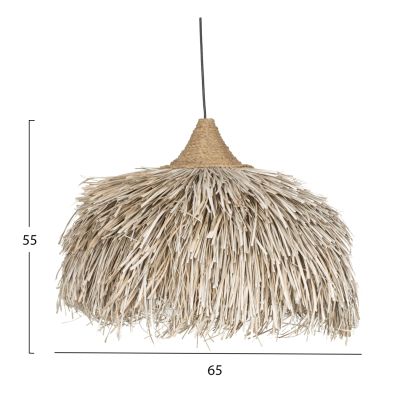 CEILING PENDANT ROUND CAP PANDAN FIBERS IN WHITEWASH 65x65x55Hcm.HM7773