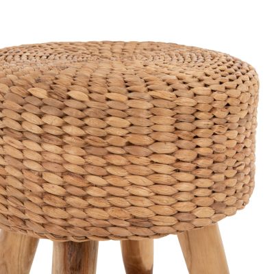 STOOL JIM HM7824 TEAK WOOD IN NATURAL COLOR-MATTED SEAT Φ43x43Hcm.