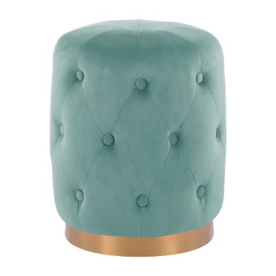 ROUND STOOL TORRIE HM8405.07 PISTACHIO GREEN VELVET-GOLD BASE Φ37x46Ηcm.