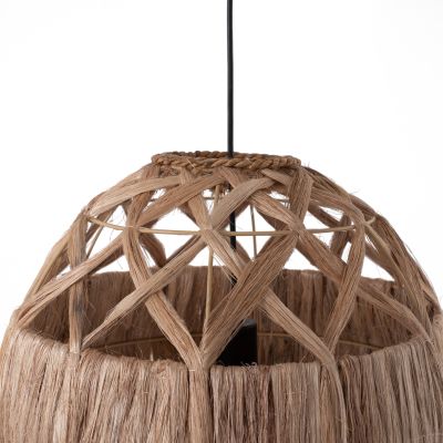 CEILING PENDANT SPHERICAL WITH ABACA FIBERS IN NATURAL 44x44x46-80Hcm.HM7779