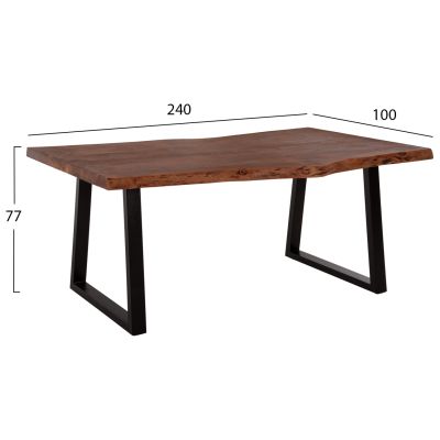 DINING TABLE MONTANA HM9620.11 SOLID ACACIA WOOD 240x100x77Hcm. 4cm TABLETOP THICKNESS