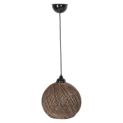 CEILING PENDANT LAMP INDOORS ΗΜ7645.03, GOLD BLACK- KNITTED ROPE, Φ24x69Ηcm.