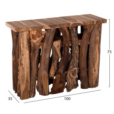 CONSOLE FB99336 SOLID TEAK NATURAL 100X35X75H